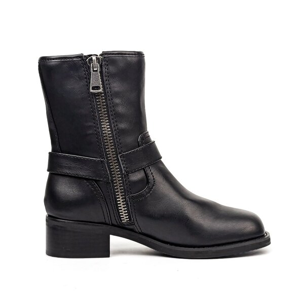 Open Edit Women Jab Moto Biker Black Vegan Leather Harness Boots sz 8.5 - Picture 5 of 9